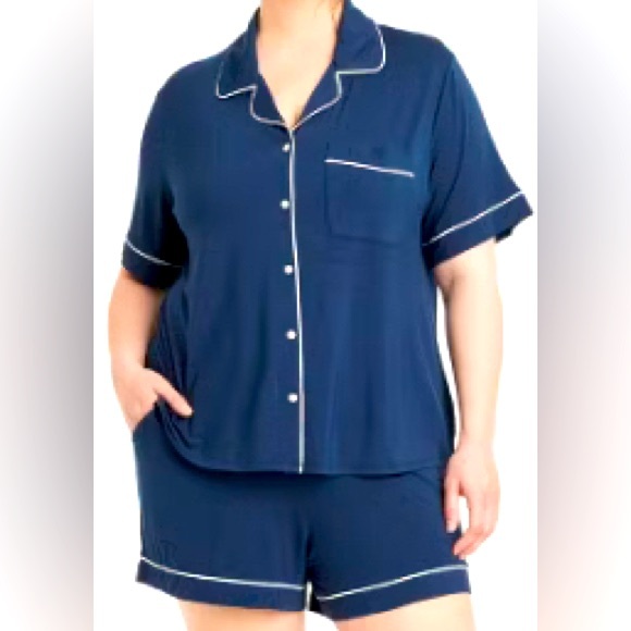 stars above Other - Stars Above Navy Blue Pajama Top & shorts bottom with White Piping